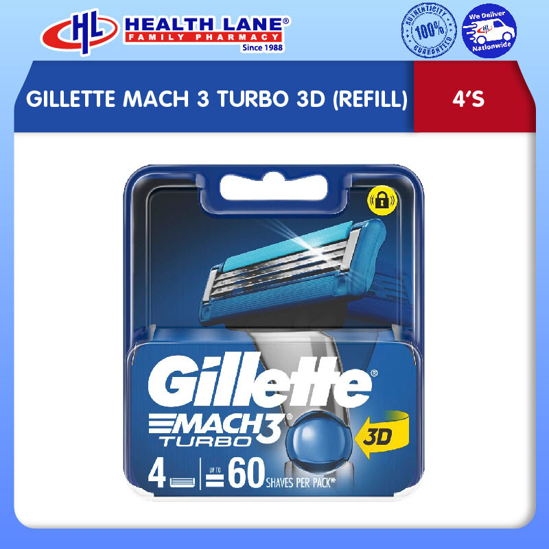 GILLETTE MACH 3 TURBO 3D 4'S (REFILL)